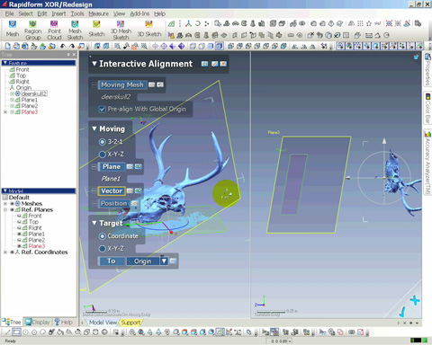Step 3: Use Interactive Alignment to orient the scan in space. Select the first two planes as the Plane and Vector options.