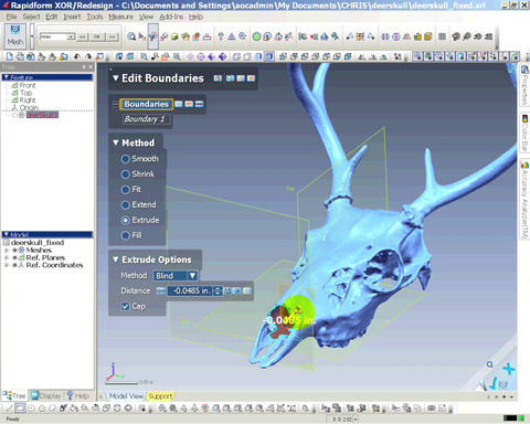 Step 6: Use Boundary Extrude to fill in the nasal cavity. (This hole is too big and detailed to use Fill Holes.)